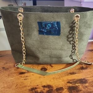 Fashionable Plaid Chain Embroidery Versatile Dual Handle Tote Shoulder Bag For